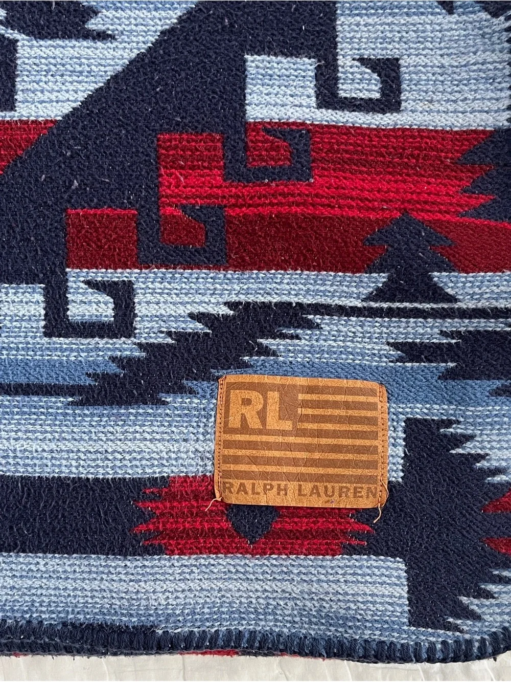 Vtg RALPH LAUREN All Cotton Cartwright Blanket Aztec Southwest Tribal 90x90 USA